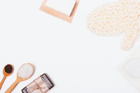 Simple and basic cosmetic products and accessories Stock Photos