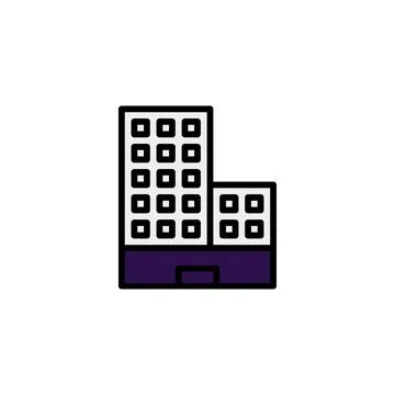 Simple and clean building icon design representing architecture and urban d.. Ilustración de archivo