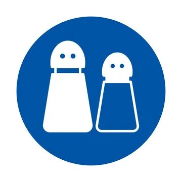 Simple and Clean Icon of Salt and Pepper Shakers on Blue Background Illustrazione stock