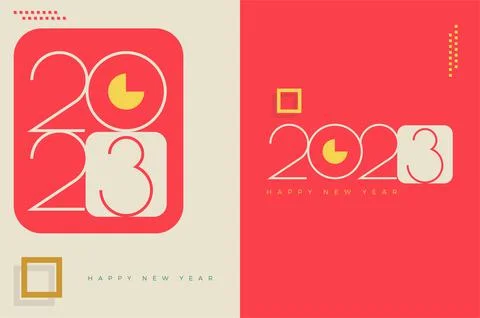 Simple and clean retro poster for happy new year 2023 celebration Stock Illustration