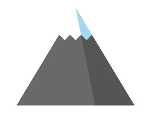 A simple and clean vector design of a mountain peak with snow, shown in shade Illustrazione stock
