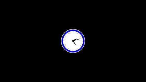 Simple and clean white and bule clock animation on bright black background... Vídeo Stock 329198282