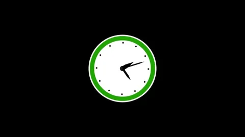 Simple and clean white and light green clock animation on bright black back.. Vídeo Stock 329198290