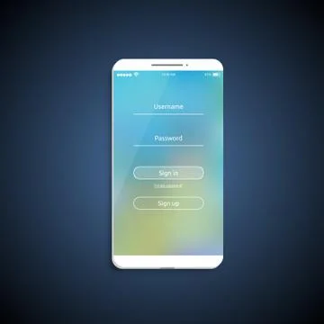 Simple and colorful UI surface for smartphones - Login screen, vector illustr Illustrazione stock