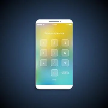 Simple and colorful UI surface for smartphones - Login screen, vector illustr Illustrazione stock