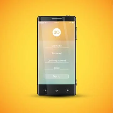 Simple and colorful UI surface for smartphones - Login screen, vector illustr 스톡 일러스트