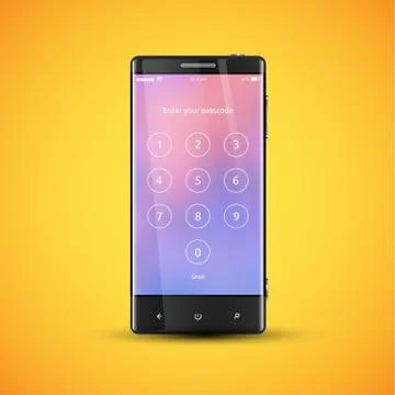 Simple and colorful UI surface for smartphones - Login screen, vector illustr Stock Illustration