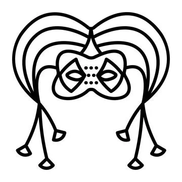 Simple and creative black line jester mask Stock Illustration