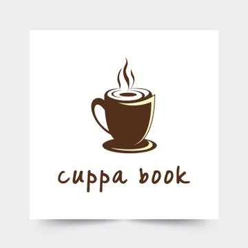Simple and creative cup and book logo design Stock Illustration