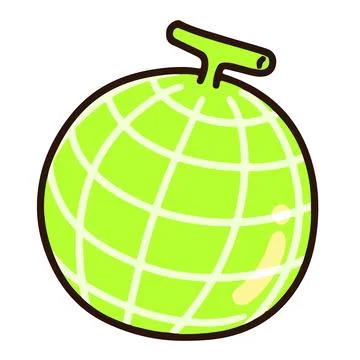Simple and cute bright-green melon Stock Illustration