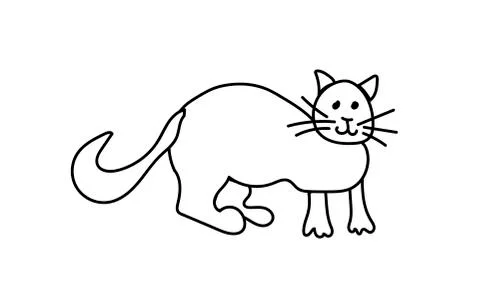 Simple and cute cat hand drawn black line. Animated doodle style illustration Stock Illustration