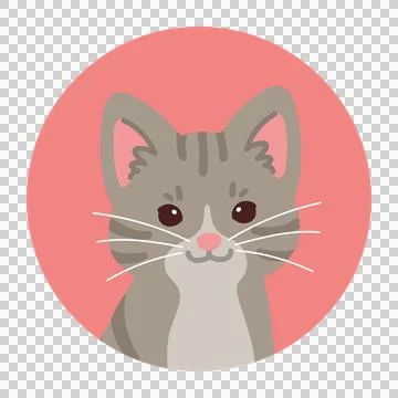 Simple and cute circle icon Grey Tabby Cat Stock Illustration