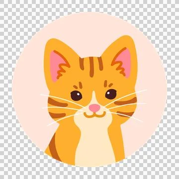 Simple and cute circle icon Ginger Cat Stock Illustration