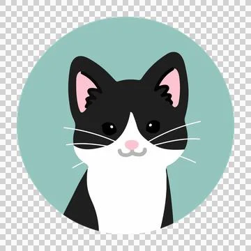 Simple and cute circle icon Tuxedo Cat Stock Illustration
