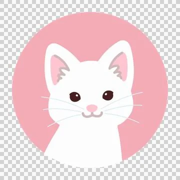 Simple and cute circle icon White Cat Stock Illustration