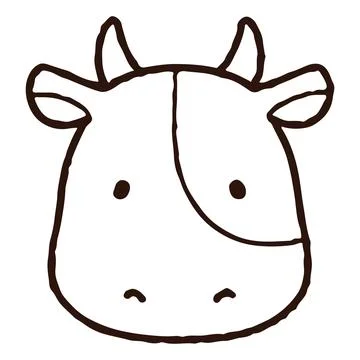 Simple and cute cow line art Stock Illustration