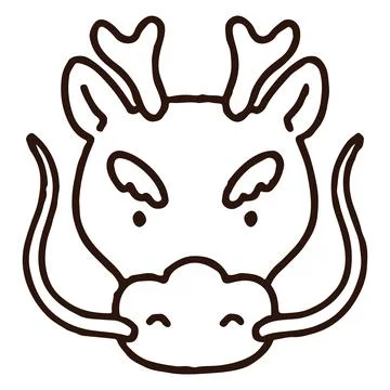 Simple and cute dragon line art Stock Illustration