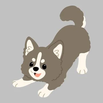 Simple and cute flat colored illustration of Chihuahua being playful Stock Illustration