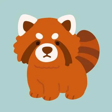 Simple and cute flat colored full body Red Panda Stock Illustration