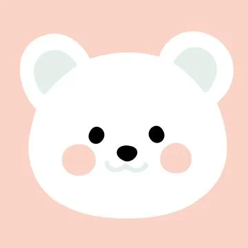Simple and cute flat colored Polar Bear front face Stock Illustration