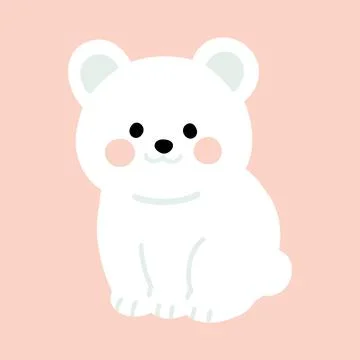 Simple and cute flat colored full body Polar Bear Stock Illustration