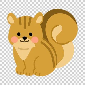 Simple and cute flat colored full body Squirrel Stock Illustration