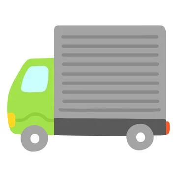 Simple and cute flat colored green truck illustration Stock Illustration