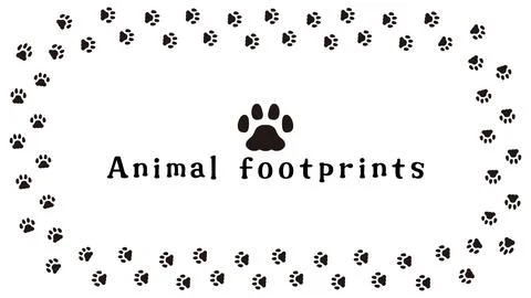 A simple and cute frame featuring animal paw prints, such as those of cats .. Stock Illustration
