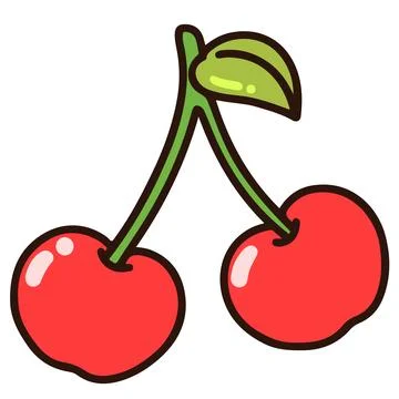 Simple and cute fresh cherries Illustrazione stock
