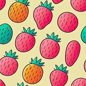 Simple and cute fruit seamless pattern. Illustrazione stock