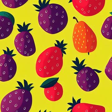 Simple and cute fruit seamless pattern. Stock Illustration