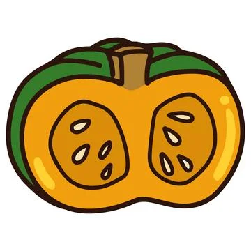Simple and cute half-cut pumpkin Stock Illustration
