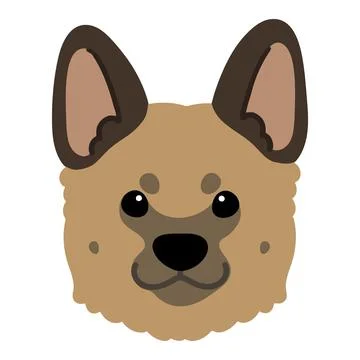 Simple and cute hand drawn German Shepherd dog illustration flat colored Stock Illustration