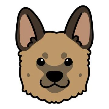 Simple and cute hand drawn German Shepherd dog illustration Stock Illustration