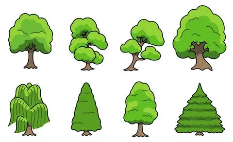 Simple and cute hand drawn tree illustrations Illustration