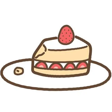 Simple and cute hand drawn strawberry shortcake outlined Stock Illustration