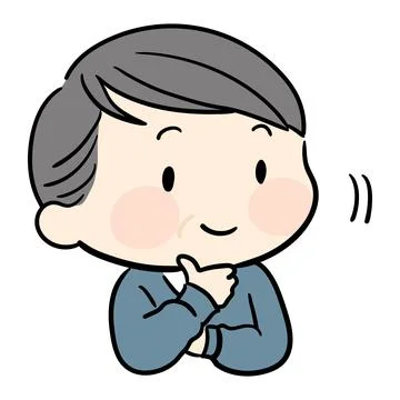 Simple and cute illustration of an elderly man nodding Stock Illustration