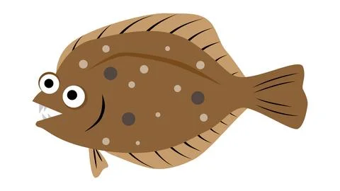 A simple and cute illustration of a Flounder (Hirame). Food and fish vector.. Stock Illustration