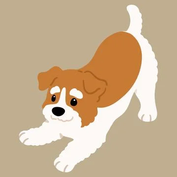 Simple and cute illustration of Fox Terrier being playful flat colored Stock Illustration