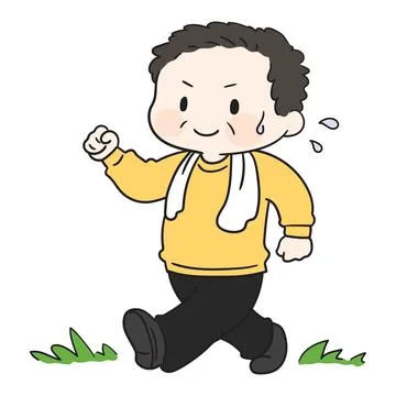 Simple and cute illustration of a man walking for health Stock Illustration