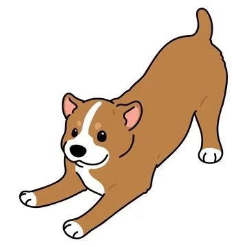 Simple and cute illustration of Pit Bull being playful Stock Illustration