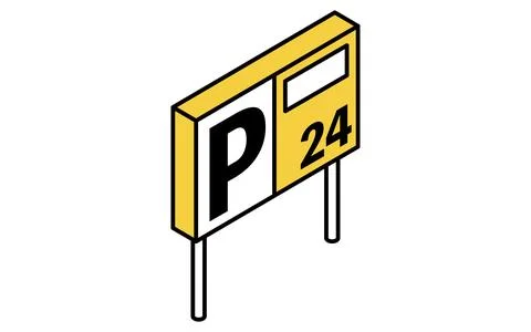 Simple and cute isometric line drawing icons for ride icons and parking signs Stock Illustration