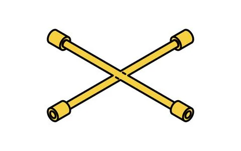 Simple and cute isometric line icon of cross wrench for tire change and car.. Stock Illustration