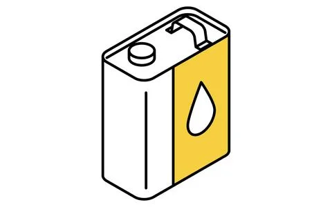 Simple and cute isometric line icon of engine oil in a metal can for automo.. Stock Illustration