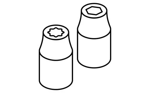Simple and cute isometric line icon of hex and 12-point socket for mechanic.. Stock Illustration