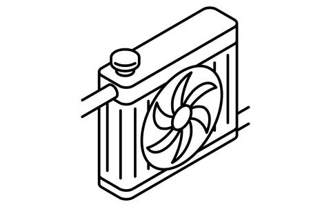 Simple and cute isometric line icon of radiator for car cooling system main.. Stock Illustration
