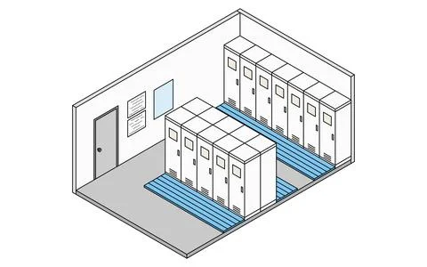 Simple and cute isometric line drawing illustration of a school locker room.. Illustrazione stock