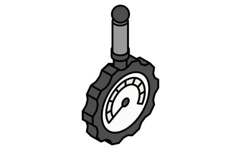 Simple and cute isometric line icon of tire gauge for car tire maintenance .. Stock Illustration