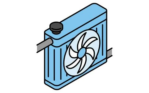 Simple and cute isometric line icon of radiator for car cooling system main.. Stock Illustration