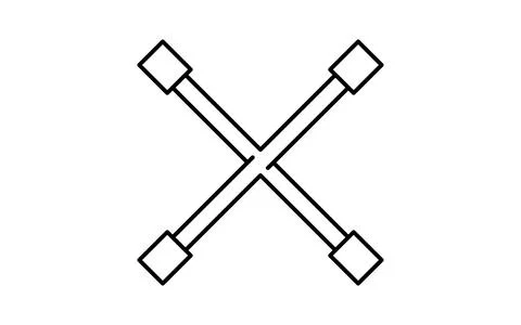 Simple and cute line icon of cross wrench for tire change and car maintenan.. Stock Illustration